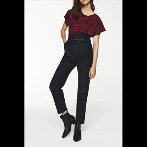 ba&sh black Costa high-waisted belted ankle grazer pants